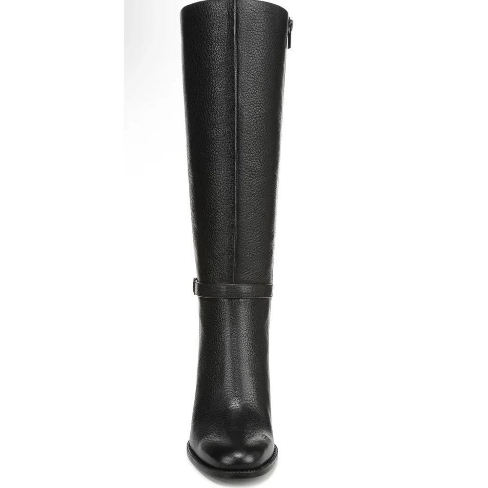 Vionic Valora Wide Calf Black Leather Tall Knee High Block Heel Boots Womens 7 M